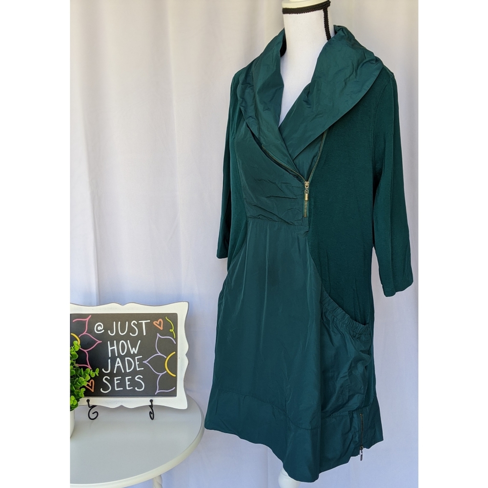 GINA LAURA COLLECTION Teal Half Zip Top Pockets